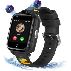 Jianyana Kinder Smartwatch SOS mit Wecker, Spiel Musik-Player, Kamera, Geschenke für 3-12 Jahre alte Jungen Mädchen, Schwarz-A, tinka 3-14 metų vaikams