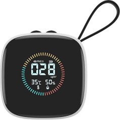 Oro monitorius PM2.5, patalpų oro kokybės matuokliai - nešiojamas oro kokybės monitorius su dirželiu patalpose - LED ekranas - nešiojamas dulkių analizatorius, skirtas profesionaliems kambariams