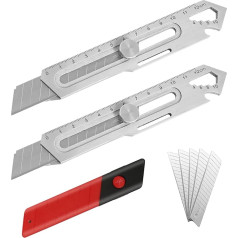 YRAKOZIN Profesionalus metalo pjaustymo peilių rinkinys + 5 anglinio plieno SK5 atlenkiami ašmenys 18 mm, 7 in 1 daugiafunkcinis komunalinių paslaugų peilis kilimų peilis, skirtas 
