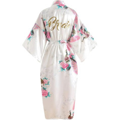 Moterų nuotakos nuotakos mergvakario suknelė Kimono Satino miego drabužiai Chalatas chalatas Sparkle Peacock Dressing Gown Negligee Pyjamas