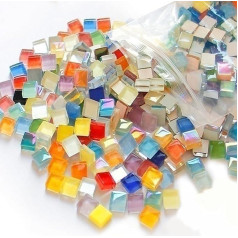 Lxoraziy 1000 g spalvotų kristalų mozaikos plytelių, mažos mini mozaikos plytelės amatams, 1 x 1 cm, skirtos vonios kambariui, virtuvei, namų apdailai, 