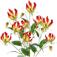 Gloriosa Lilija Dirbtinės gėlės, raudona laipiojanti lelija, ilgis 84 cm, dirbtinės šakos, pavasario gėlės, dirbtinis augalas gėlių kompozicijai, namams, poilsio biurui dekoruoti, 3 vnt.