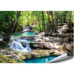 4FINO Tropical Waterfall Poster | Magiškas krioklys | Saulė | Miškas | Tailandas | Nuotraukos Gamta Foto | Dekoravimas Svetainė Miegamasis Virtuvė | Be rėmelio (Įvairiaspalvis, 100 cm x 70 cm)