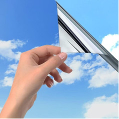 Guuteee Silver 90 x 400 cm veidrodinė plėvelė Langų privatumo ekranas Apsaugos nuo saulės plėvelė Langų vidaus arba išorės langų plėvelė Apsauga nuo saulės UV spindulių Apsauginė plėvelė Be likučių Šilumos apsaugos plėvelė Sidabrin