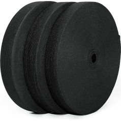 50 metrų elastinė juosta, kelių pločių, siuvimo elastinė juosta, plati elastinė juosta, (juoda, 2 x 25 mm)