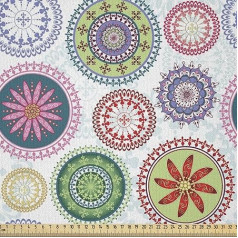 ABAKUHAUS Mandala Mikropluošto audinys, parduodamas metrais, Vintage dekoravimo apskritimai, dekoratyviniai amatai, apmušalų audinys, 2 m (230 x 200 cm), žalias violetinis