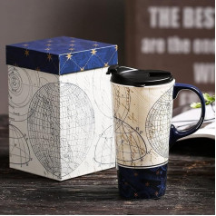 DUSVALLY Starstruck 17oz keraminis puodelis su dangteliu ir dovanų dėžute