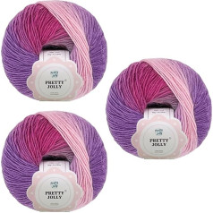 Pretty Jolly Rainbow Wool Yarn Soft Gradient Self Stripe Multi Colour Crochet Mezgimas Single Ply Nr. 12 3 kamuoliukai