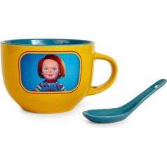 Toynk Child's Play Chucky Good Guys sriubos puodelis su šaukštu, 24 uncijų dubenėlis ledams, kruopoms, avižinei košei, didelis kavos puodelis espresui, kofeinui, būtinas namams ir virtuvei