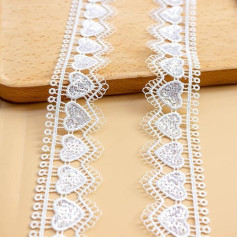 3,5 cm pločio 5 jardų derliaus širdies formos Sequins siuvinėjimo nėrinių juostelės nėrinių apdaila dekoratyvinė juostelė nėrinių sienos dovanų juostelė dekoratyvinė juostelė vestuvių DIY amatai drabužių siuvimo, balta