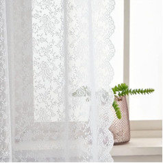 Kotile Nėriniai užuolaidos langui - Baltos Voile užuolaidos miegamajame privatumo šviesus Fliter Rose gėlių Tinklelis užuolaidos virtuvės Lizdas Sheer užuolaidos 2 skydai balta