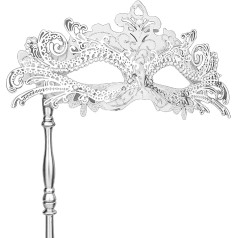 Maskarado kaukė su lazdele, maskarado kaukė Moterys Venecijos Helovino kostiumas kaukė Mardi Gras šalis maskaradas
