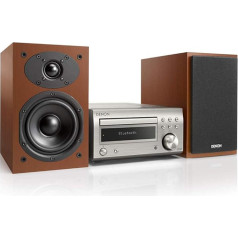 Denon D-M 41 Kompaktiška hi-fi sistema su 2 x 30 vatų išėjimo galia, sidabro spalvos / vyšninės medienos