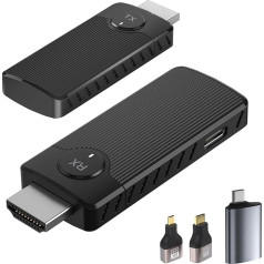 OBEST HDMI belaidis siųstuvas ir imtuvas, HDMI siųstuvas 4K belaidis, skirtas vaizdo ir garso transliacijai iš nešiojamojo kompiuterio / kompiuterio / fotoaparato į monitorių / projektorių / televizorių, 2,4G/5G HDMI radijo perdavimas