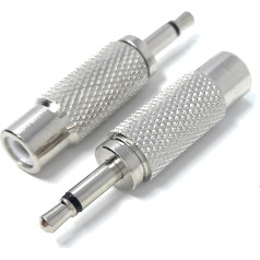 DRUT 2 vnt. 3,5 mm monofoninio lizdo vyriškos ir moteriškos jungties adapteris sidabrinės spalvos
