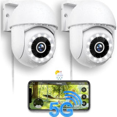 Lauko stebėjimo kamera, 2,4/5GHz, 2,5 tūkst. vaizdo stebėjimo kamera 360° su žvaigždžių šviesos spalvotu naktiniu matymu, 360° IP lauko kamera su prožektoriumi, judesio aptikimo funkcija, veikia su 