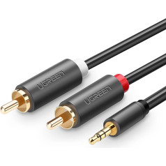 Garso kabelis 3,5 mm mini lizdas (vyriškas) - 2RCA (vyriškas) 1 m - pilkas