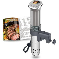 Sous-Vide Garer Sous-Vide lazdelė: Spalvotas LCD ekranas receptams | G321 Silver | 1100 Watt | Bešepetėlinis nuolatinės srovės variklis | Itin tylus | IPX7 Waterproof | by KitchenBoss