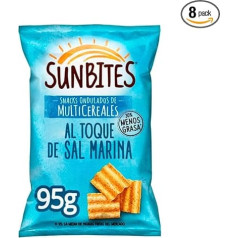 SUNBITES Banguoti įvairių grūdų užkandžiai su jūros druskos skoniu Sunbites 95 g, 8 vnt.