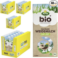 ALRALA Ilgaamžis ganyklų pienas H-Milk Mažo riebumo pienas % 3,8 Riebalų Ilgaamžis pienas 1000 ml Pakuotė 48 vnt.