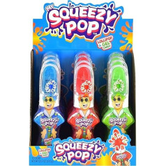 JOHNY BEE® Mr Squeezy Pop Vaisių skonio ledinukai su geltonais saldainiais (12 x 56g)