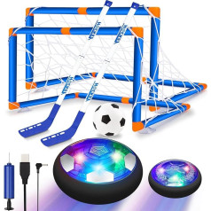 SUNNOW Air Power Football - 3-in-1 įkraunamas Hover Ball ledo ritulio rinkinys su 2 vartais LED šviesos oro futbolo vaikų žaislas Futbolo dovanos vaikams berniukams mergaitėms nuo 3 4 5 6 7 8-12 metų