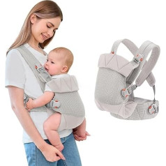 IULONEE Kūdikio nešioklė naujagimiams, ergonomiška kūdikio nešioklė, nešiojamoji kūdikio nešioklė, nešioklė iš priekio į nugarą, kūdikio laikiklis, nešioklė kūdikiams, mažyliams, pilka