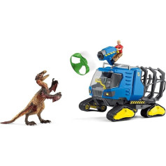 schleich DINOSAURŲ 42604 Realistiškas dinozauras Dakotaraptoras su sunkvežimiu ir tyrėjo figūrėle Priešistorinis žaidimų rinkinys Veiksmo dinozaurų figūrėlė, transporto priemonė ir tyrėjas Dinozaurų žaislas nuo 4 metų