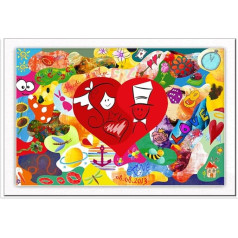 Klasikinė medinė mozaika tapybai, rėmo spalva balta, 80 x 55 cm, su maždaug 45 dėlionės dalelėmis