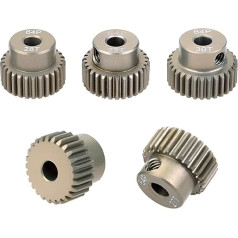 Bešepetėlinio variklio krumpliaračio pavarų dėžė, žingsninė, 5 vnt., 64DP cilindrinis krumpliaratis, 3,175 mm vidinė skylė, 21T-25T, 26T-30T, 31T-35T, 36T-40T, 41T-45T, 46T-50T variklio krumpliaratis, skirtas 1/10 elektrinio automobilio galvute
