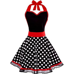 Violetinis rūkas Derliaus prijuostė moterims su kišenėmis mergaičių mielas Polka Dot Retro stilingas prijuostė seksualus suknelė 50s prijuostė virtuvėje