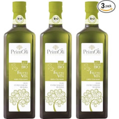 PrimOli Šalto spaudimo ekologiškas alyvuogių aliejus IL FRUTTO DELLA VITA Pagamintas iš 100 % itališkų ekologiškų alyvuogių, iš ekologiškų alyvuogių, vaisinis, idealiai tinka naminiams makaronams, keptoms daržovėms, kepsniams ar brusketoms,