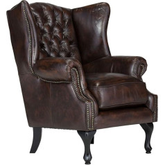 Woodkings ® Chesterfield Pittsfield krėslas Antikvarinis rudas natūralios odos biuro kėdė Skaitymo kėdė Minkšti baldai Dizainas Kėdė Pavasarinis šerdis Unikalus vyrų kambarys Angliškos odos stiliaus kėdė