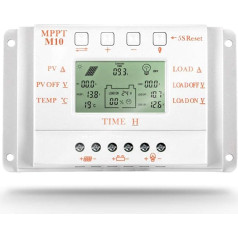 OOYCYOO 10A saulės energijos įkrovos valdiklis, saulės energijos įkrovos valdiklis 12V 24V saulės kolektorių valdiklis su LCD ekranu, skirtas LiFePO4 FLD AGM gelio ir ličio akumuliatoriams