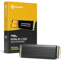 PHIXERO P7000Pro NVMe M.2 SSD, 4 TB, PCIe 4.0 didelio našumo žaidimų SSD, 7000 MB/s skaitymo greitis, suderinamas su nešiojamaisiais ir staliniais kompiuteriais bei PS5