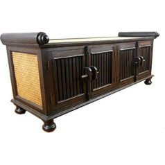 Livasia Azijos medžio masyvo ir rotango komoda - 130 x 45 x 50 cm - rankomis drožinėta akacijos medžio staltiesė su filigrano dizainu, tvari ir aukštos kokybės iš Tailando