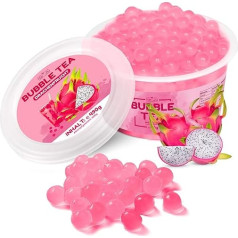 Burbulinės arbatos karoliukai Drakono vaisiai 490 g Bobos karoliukai Dragonfruit Boba vaisių karoliukai Veganiški, be glitimo ir daugiau Turinys