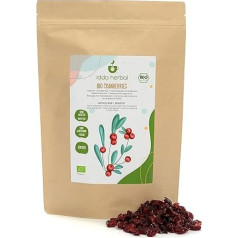 Ekologiškos džiovintos spanguolės (1 kg), ekologiškai užaugintos sveikos spanguolės, lengvai pasaldintos vaisių sultimis, 100 % natūralios ir grynos, paruoštos valgyti, veganiškos
