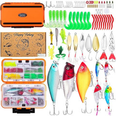 Žvejybos dovanos vyrams Unikali žvejybos dėžutė su žūklės įranga Šaukštas Masalas Minkšti plastikiniai kirminai Crankbait Kabliukai Bass Trout Žvejybos Masalas Priedai Komplektas Oranžinė