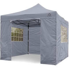 All Seasons Gazebos 3x3m vollständig wasserdichtes Faltpavillon mit 4 Seitenteilen - Metallisch Grau