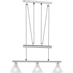 Trio Leuchten JoJo-Pendelleuchte Stamina 3751031-07, Metall Nickel matt, Glas opal weiß matt, exkl. 3x E14, höhenverstellbar