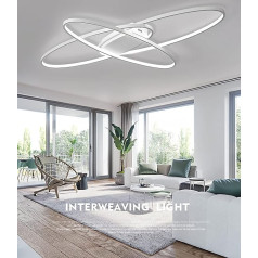 MQW LED lubų šviestuvas Dimmable modernus lubų šviestuvas Svetainės šviestuvas Miegamojo šviestuvas Lubos su nuotolinio valdymo pulteliu 62 W Vidinio dizaino lubų apšvietimas svetainei Studija Virtuvė Biuras Balta 130 cm
