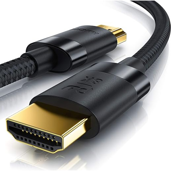 CSL - 8k / 4k HDMI kabelis 2.1/2.0-5 m - 8K @ 60Hz / 120Hz - 4K @ 240Hz - 48 Gbit/s - 3D - itin didelės spartos su eternetu - TV Blu-ray PS5 Xbox X serijos jungiklis - juodas - 5 metrai