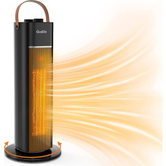 Grelife ventiliatorinis šildytuvas, 1500 W tylus energiją taupantis elektrinis šildytuvas su termostatu, 70° svyravimo funkcija, 3 x šilumos nustatymai, kambario šildytuvas vonios kambariui, biurui, svetainei, miegamajam, juodas