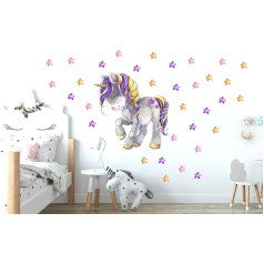 WONDER MURALS Sienų lipdukas Violetinis vienaragis Vaikų kambarys Kūdikių kambarys Mergaičių kambarys Sienų apdaila Sienų lipdukas Sukurkite patys