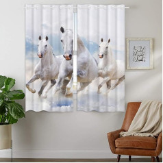 YISUMEI - Nepermatomos užuolaidos - Pentium White Horse, 180 x 140 cm, 2 užuolaidų rinkinys su kilpomis miegamajam, svetainei