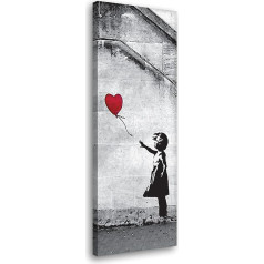 Degona Šiuolaikinis paveikslas Banksy Raudona Baloon Girl cm 30 x 90 cm Spausdinti ant drobės Baldai Menas Abstraktus XXL Baldai Gyvenamasis kambarys Miegamasis Virtuvė Biuras Restoranas