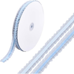 CABODYALS 20 cm ilgio nėrinių apdailos juostelės su dvigubu raukiniu Mėlyna balta organza apvadu Tiulio aksomo šifono juosta Audinys Bundle Roll su rite siuvimo priėmimo puošmenos Kalėdų pakuotės