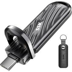 SSK USB 1 TB išorinis SSD diskas su iki 2000 MB/s, C tipo išorinis kietasis diskas, kietasis diskas, USB 3.2 Gen 2X2 atminties kortelė iPhone15/16 Pro ProRes Mac/WTG/Android, cinko lydinys