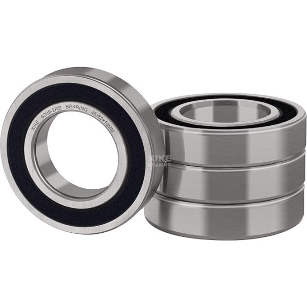 XiKe 4 Stück 6209-2RS Kugellager Abgedichtet 45x85x19mm Vorgeschmiert｜Chromstahl｜Gummi Doppeldichtung, 6209RS Rillenkugellager